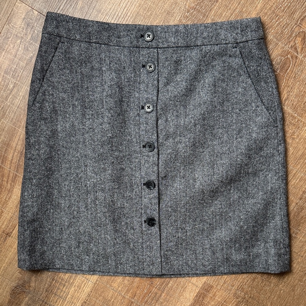 J. Crew Charcoal Button-Front Mini Skirt-  length 17.5